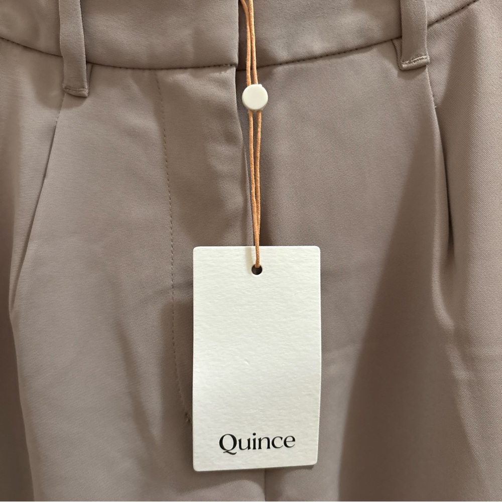 NWT QUINCE Stretch Crepe Pleated Wide Leg Pants Morel Tan Sz 6 Office Work Wear - Picture 4 of 6
